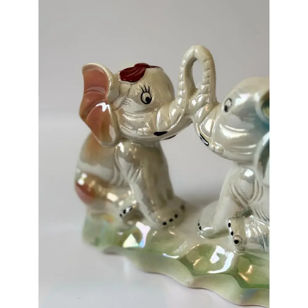 Elephant Sweetheart Vintage Lusterware Japan Double Elephant Wedding 7.5